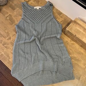 Michael by Michael Kors Crocheted Shimmery Sage Green Sleeveless Top Size M